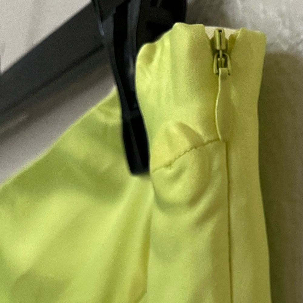 HELMUT LANG | LUXURY ASYMMETRIC WO GRUNGE/MODERN SATIN SKIRT NEON YELLOW | SIZE0 - Picture 12 of 12